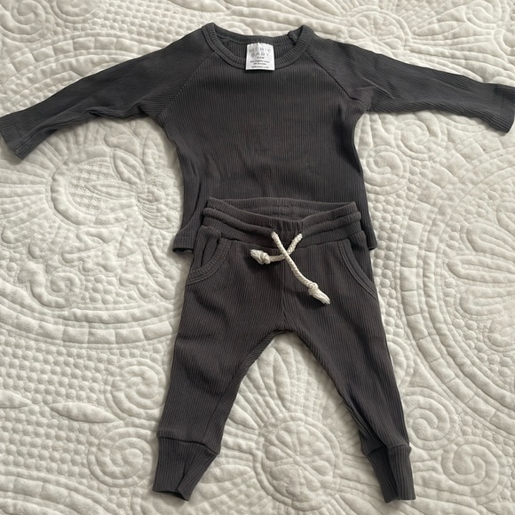 Mebie Baby Charcoal Organic Ribbed Pocket Set - Picture 1 of 7